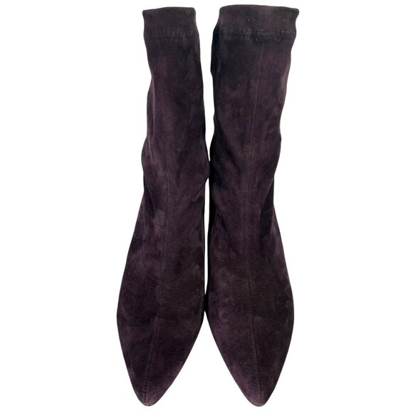 Robert Clergerie Paris Purple Plum Suede Ankle Boots Pull On Stretch Size 10 - Picture 5 of 8